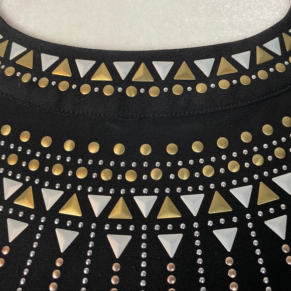 WHBM Embellished Blouson Dress Black/Gold - Picture 5 of 14